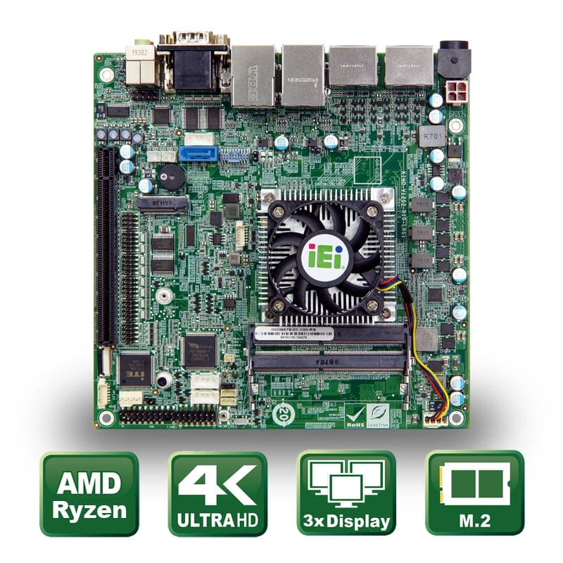 Industrielles Mini ITX Mainboard mit AMD® Ryzen Embedded CPU