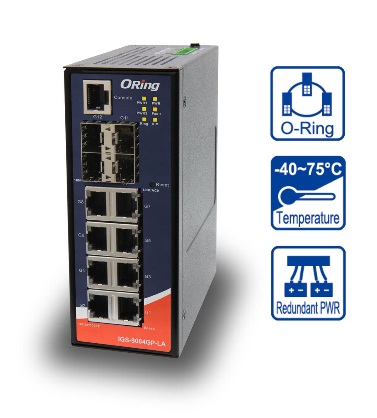 Industrieller 12-Port Slim-Type Managed Gigabit Ethernet Switch