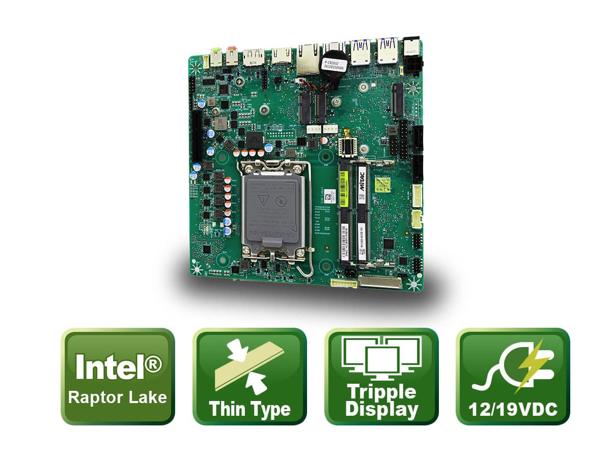 Thin Mini-ITX board with Intel® Raptor Lake-S Refresh Support